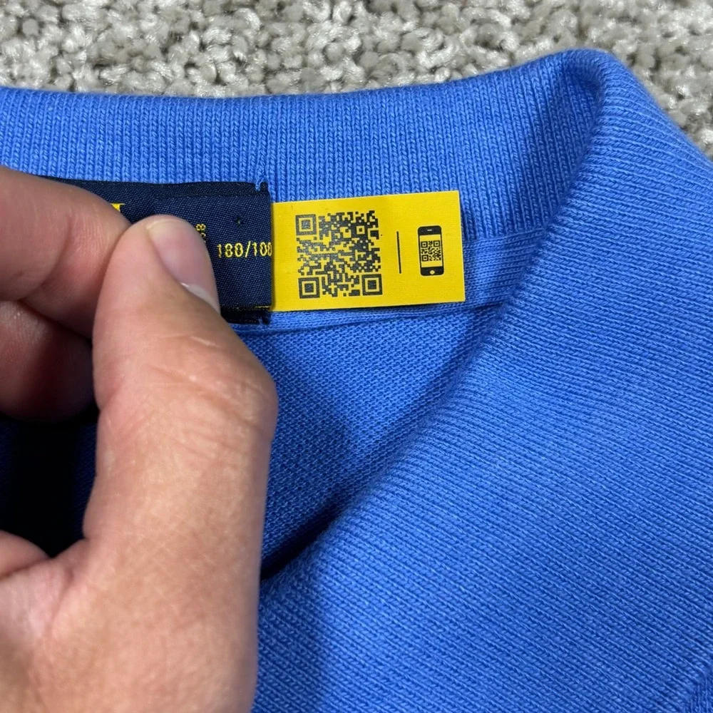Polo Ralph Lauren Mens Blue Triple Pony Classic Fit SS Flesh 3 Polo Shirt L